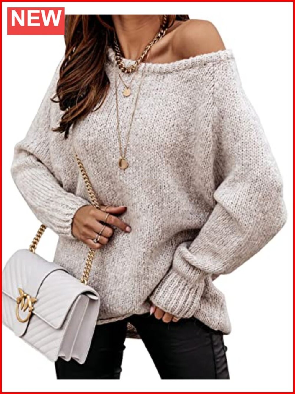 Oversized Off Shoulder Chunky Knit Sweater Pullover